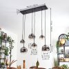 Ripoll lampa wisząca, kula świetlna, lampa wisząca przezroczysty, przydymiony, 6-punktowe