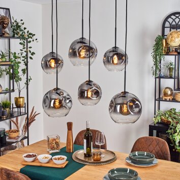 Ripoll lampa wisząca, kula świetlna, lampa wisząca przezroczysty, przydymiony, 6-punktowe