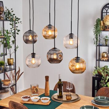 Ripoll lampa wisząca, kula świetlna, lampa wisząca bursztynowy, przezroczysty, przydymiony, 6-punktowe