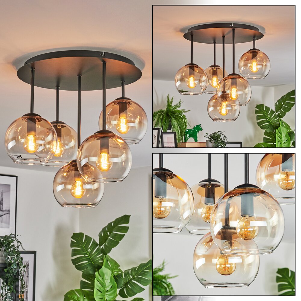 Koyoto Lampa sufitowa, Kula świetlna 45 cm W kolorze bursztynu, Przezroczysty, 5-punktowe main product photo