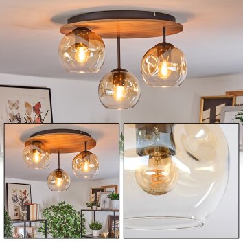 Ripoll Lampa sufitowa, Kula świetlna Ecru, Czarny, 3-punktowe Ripoll Lampa sufitowa, Kula świetlna Ecru, Czarny, 3-punktowe