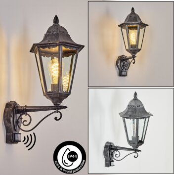 Lignac Zewnętrzny kinkiet, Lampa ścienna Czarny, Srebrny, 1-punktowy, Czujnik ruchu