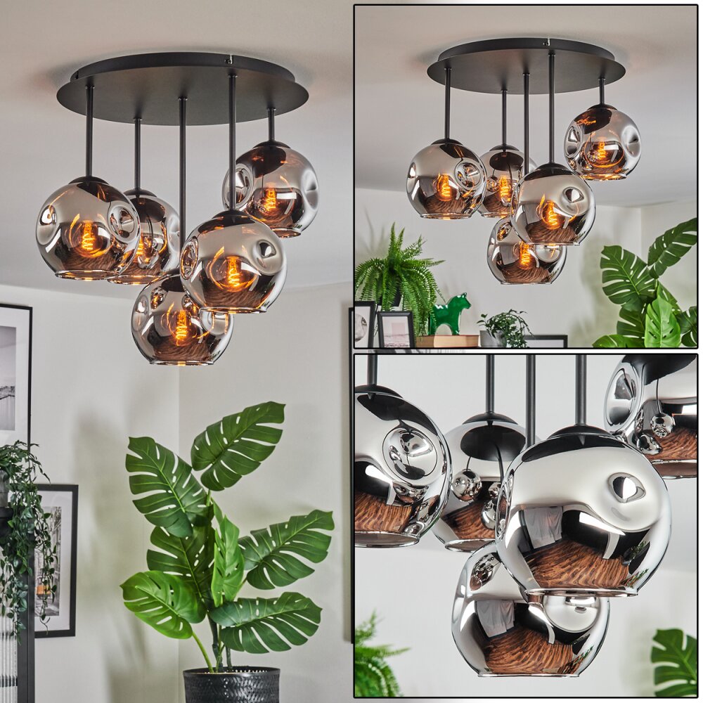 Ripoll Lampa sufitowa, Kula świetlna Chrom, Przydymiony, 5-punktowe main product photo