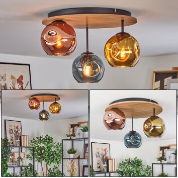 Ripoll lampa sufitowa, kula świetlna kolory naturalne, czarny, 3-punktowe