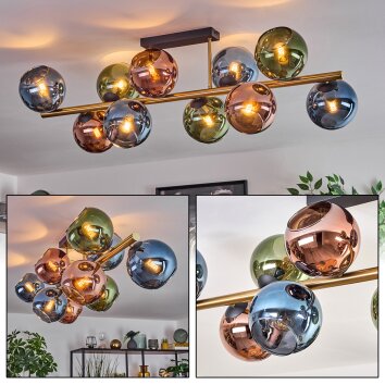 Koyoto lampa sufitowa, kula świetlna złoty, czarny, 10-punktowe