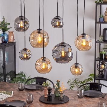 Ripoll Lampa wisząca, Kula świetlna, Lampa wisząca W kolorze bursztynu, Przydymiony, 8-punktowe