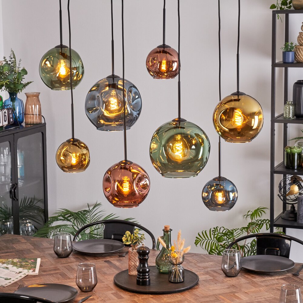Ripoll Lampa wisząca, Kula świetlna, Lampa wisząca Niebeieski, Złoty, Zielony, W kolorze miedzi, 8-punktowe main product photo