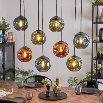 Ripoll Lampa wisząca, Kula świetlna, Lampa wisząca Niebeieski, Zielony, W kolorze miedzi, 8-punktowe