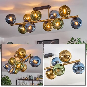 Koyoto lampa sufitowa, kula świetlna złoty, czarny, 10-punktowe