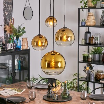 Koyoto Lampa wisząca, Kula świetlna, Lampa wisząca 35 cm Złoty, Przezroczysty, 4-punktowe
