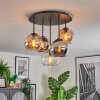 Koyoto Lampa sufitowa, Kula świetlna 37 cm W kolorze bursztynu, Chrom, Przezroczysty, Przydymiony, 5-punktowe
