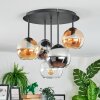 Koyoto Lampa sufitowa, Kula świetlna 37 cm W kolorze bursztynu, Chrom, Przezroczysty, Przydymiony, 5-punktowe