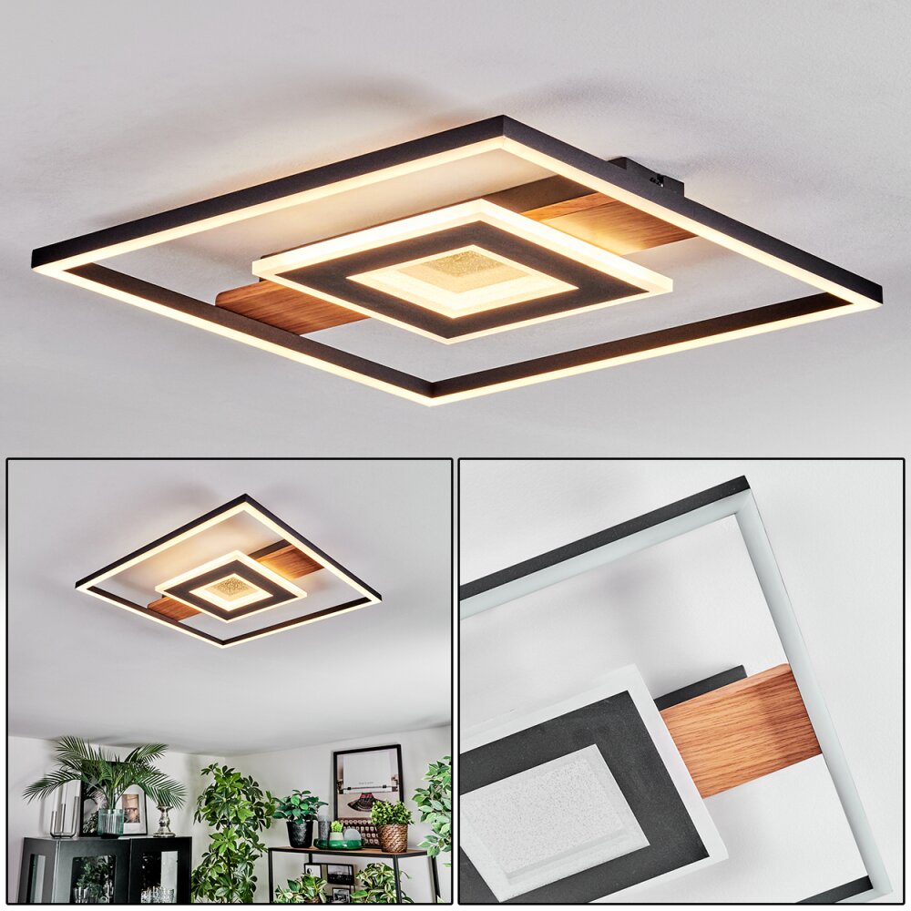 Hadel Lampa sufitowa LED Wygląd drewna, Czarny, 1-punktowy main product photo