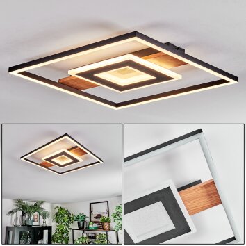 Hadel Lampa sufitowa LED Wygląd drewna, Czarny, 1-punktowy