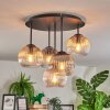 Koyoto lampa sufitowa, kula świetlna 45 cm bursztynowy, przezroczysty, przydymiony, 5-punktowe