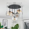 Koyoto lampa sufitowa, kula świetlna 45 cm bursztynowy, przezroczysty, przydymiony, 5-punktowe