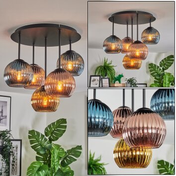 Koyoto Lampa sufitowa, Kula świetlna 45 cm Niebeieski, Złoty, W kolorze miedzi, 5-punktowe Koyoto Lampa sufitowa, Kula świetlna 45 cm Niebeieski, Złoty, W kolorze miedzi, 5-punktowe