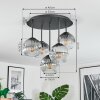 Ripoll lampa sufitowa, kula świetlna przezroczysty, przydymiony, 5-punktowe