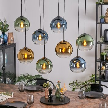 Koyoto Lampa wisząca, Kula świetlna, Lampa wisząca Niebeieski, Złoty, Zielony, Przezroczysty, 8-punktowe