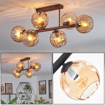 Koyoto Lampa sufitowa, Kula świetlna W kolorze bursztynu, 6-punktowe Koyoto Lampa sufitowa, Kula świetlna W kolorze bursztynu, 6-punktowe