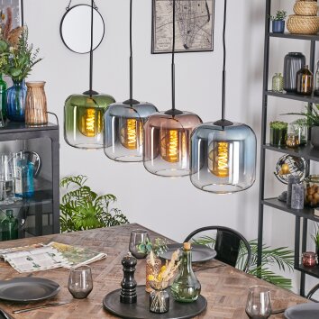 Lauden Lampa wisząca, Lampa wisząca Niebeieski, Zielony, Przezroczysty, W kolorze miedzi, 4-punktowe