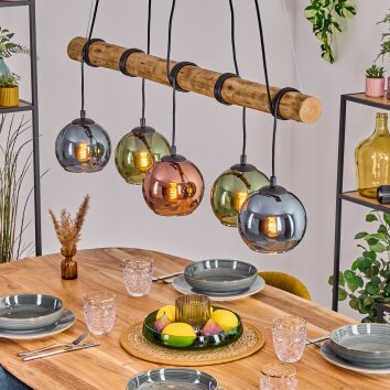 Koyoto Lampa wisząca, Kula świetlna, Lampa wisząca Ecru, Czarny, 5-punktowe