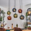 Ripoll lampa wisząca, kula świetlna, lampa wisząca niebeieski, zielony, miedziany, 6-punktowe