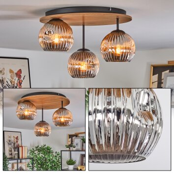 Ripoll Lampa sufitowa, Kula świetlna Ecru, Czarny, 3-punktowe Ripoll Lampa sufitowa, Kula świetlna Ecru, Czarny, 3-punktowe