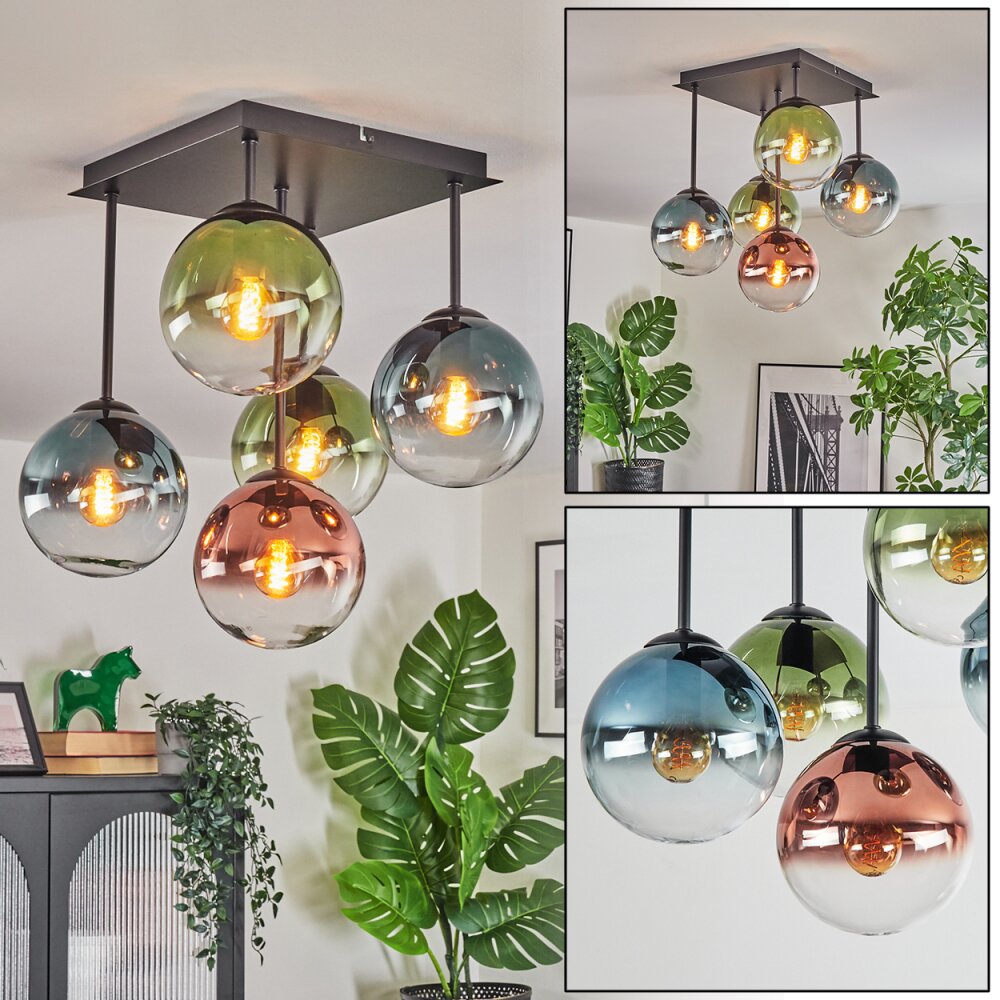 Gastor Lampa sufitowa, Kula świetlna Niebeieski, Zielony, Przezroczysty, W kolorze miedzi, 5-punktowe main product photo