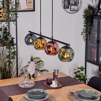 Ripoll lampa wisząca, kula świetlna, lampa wisząca niebeieski, złoty, zielony, miedziany, 4-punktowe