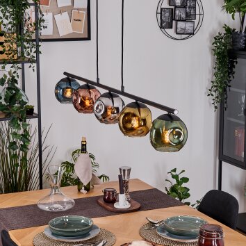 Ripoll Lampa wisząca, Kula świetlna, Lampa wisząca Niebeieski, Chrom, Złoty, Zielony, W kolorze miedzi, Przydymiony, 5-punktowe