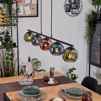 Ripoll Lampa wisząca, Kula świetlna, Lampa wisząca Niebeieski, Zielony, W kolorze miedzi, 5-punktowe Ripoll Lampa wisząca, Kula świetlna, Lampa wisząca Niebeieski, Zielony, W kolorze miedzi, 5-punktowe