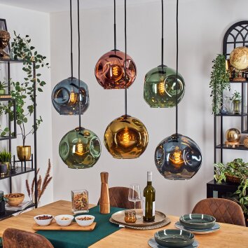 Ripoll Lampa wisząca, Kula świetlna, Lampa wisząca Niebeieski, Złoty, Zielony, W kolorze miedzi, 6-punktowe