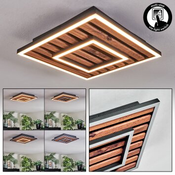 Meron Lampa sufitowa LED Wygląd drewna, Czarny, 1-punktowy