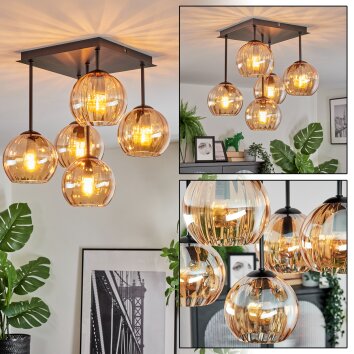 Koyoto lampa sufitowa, kula świetlna bursztynowy, 5-punktowe