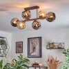 Koyoto lampa sufitowa, kula świetlna bursztynowy, chrom, przydymiony, 6-punktowe
