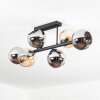 Koyoto lampa sufitowa, kula świetlna bursztynowy, chrom, przydymiony, 6-punktowe