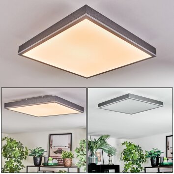 Salmi Lampa sufitowa, Panel LED Szary, Srebrny, 1-punktowy