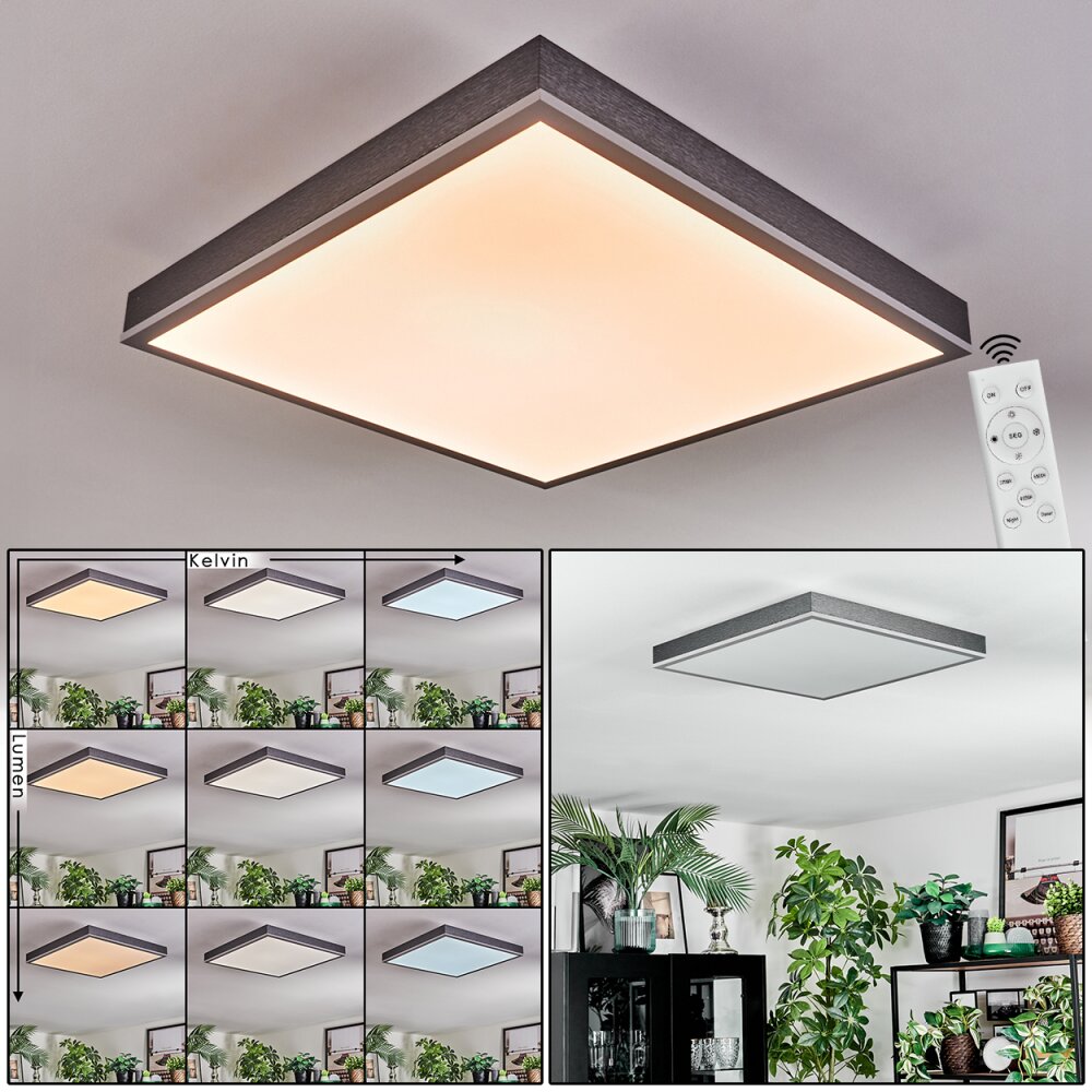 Salmi Lampa sufitowa, Panel LED Szary, Srebrny, 1-punktowy, Zdalne sterowanie main product photo