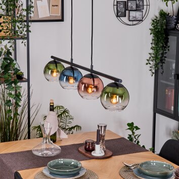 Koyoto Lampa wisząca, Kula świetlna, Lampa wisząca Niebeieski, Zielony, Przezroczysty, W kolorze miedzi, 4-punktowe
