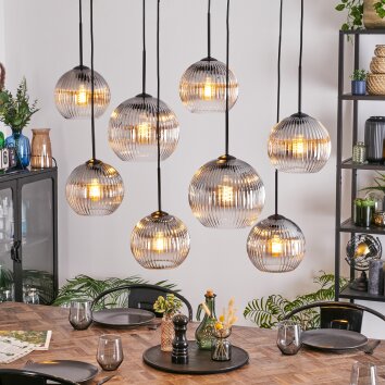 Koyoto lampa wisząca, kula świetlna, lampa wisząca przezroczysty, przydymiony, 8-punktowe