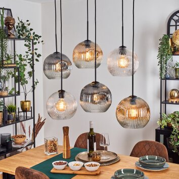 Ripoll Lampa wisząca, Kula świetlna, Lampa wisząca W kolorze bursztynu, Przezroczysty, Przydymiony, 6-punktowe