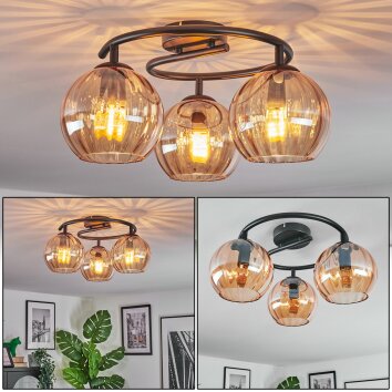 Koyoto Lampa sufitowa, Kula świetlna 37 cm W kolorze bursztynu, 3-punktowe Koyoto Lampa sufitowa, Kula świetlna 37 cm W kolorze bursztynu, 3-punktowe