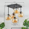 Ripoll lampa sufitowa, kula świetlna bursztynowy, 5-punktowe