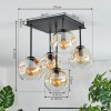 Ripoll lampa sufitowa, kula świetlna bursztynowy, przezroczysty, 5-punktowe