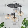 Koyoto lampa sufitowa, kula świetlna 37 cm bursztynowy, przezroczysty, przydymiony, 5-punktowe