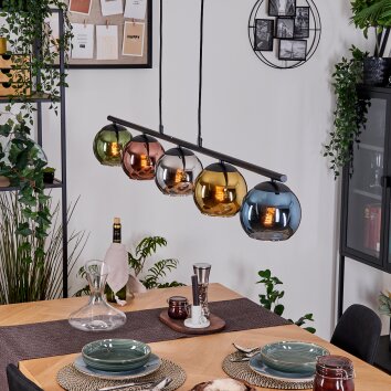 Koyoto Lampa wisząca, Kula świetlna, Lampa wisząca Niebeieski, Chrom, Złoty, Zielony, W kolorze miedzi, Przydymiony, 5-punktowe