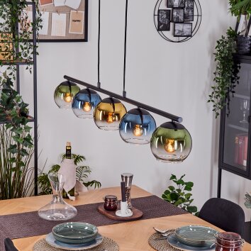 Koyoto lampa wisząca, kula świetlna, lampa wisząca niebeieski, złoty, zielony, przezroczysty, 5-punktowe