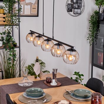 Koyoto Lampa wisząca, Kula świetlna, Lampa wisząca W kolorze bursztynu, Przezroczysty, 5-punktowe