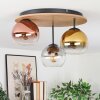 Koyoto lampa sufitowa, kula świetlna 40 cm brązowy, wygląd drewna, czarny, 3-punktowe